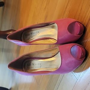 Ron White pink peep toe heels
